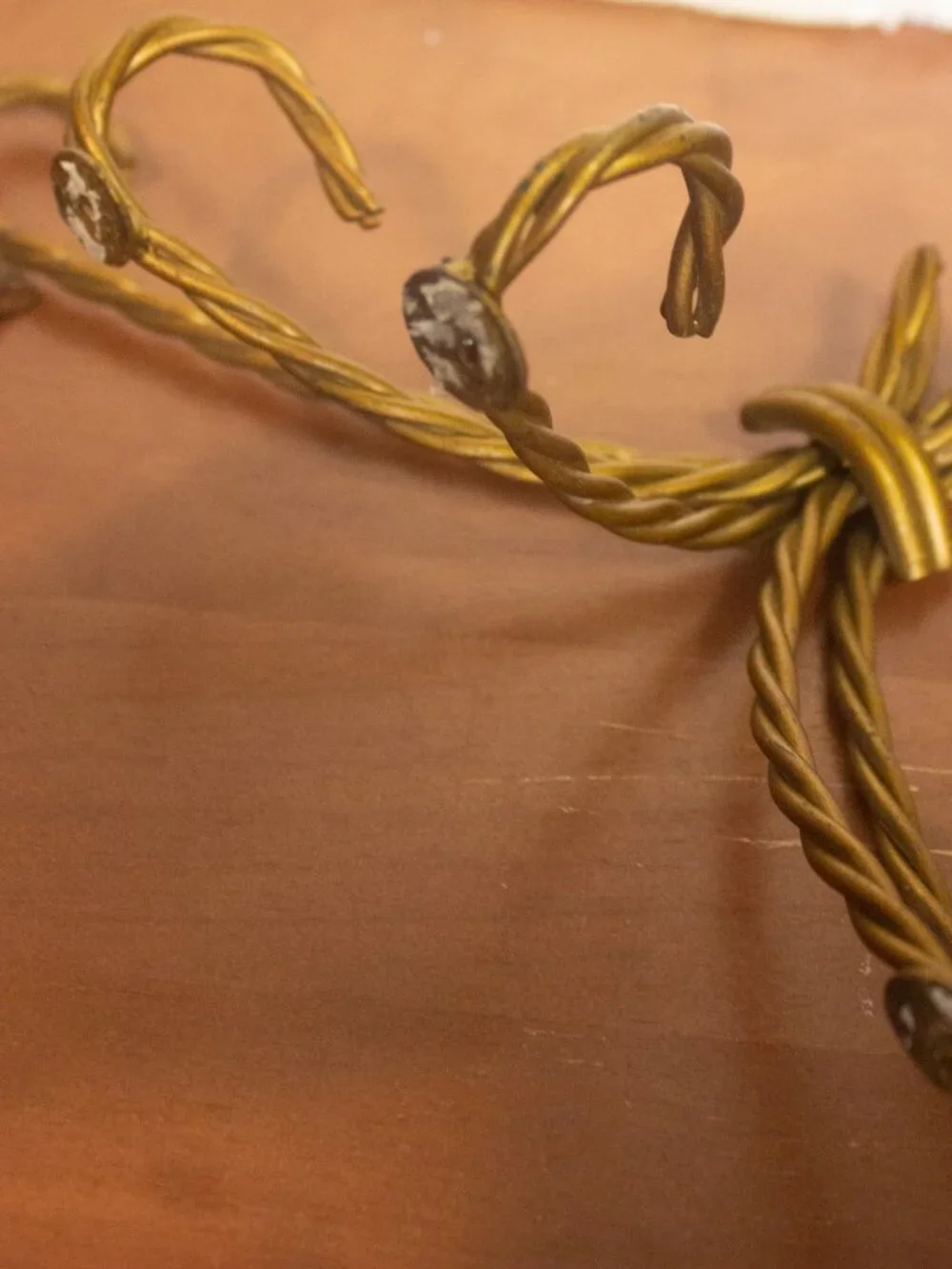 Homco Vintage Gold Metal Twisted Rope Wall Shelf without Glass Shelf